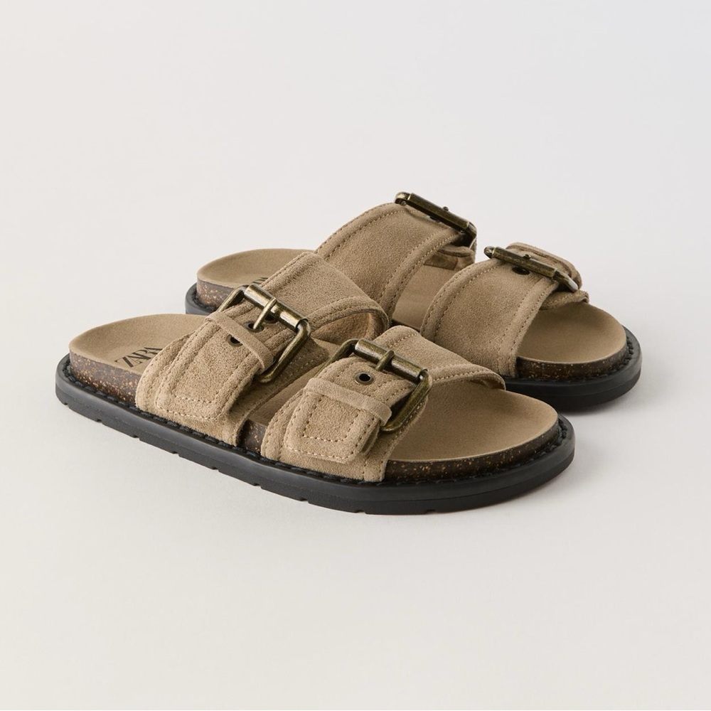 Zara Tan Leather Kids Sandals